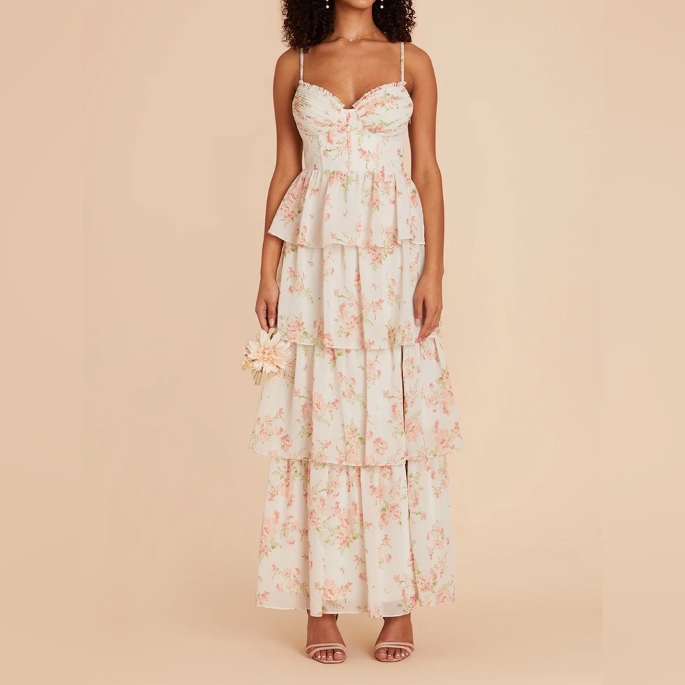 Birdy Grey Cream and Pink Floral Maxi Dress